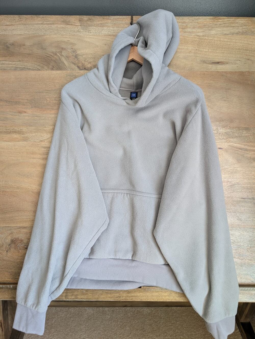 NWOT Yeezy Gap Polar Fleece Hoodie Women's XL Gray Regular Long Sleeve Pullover